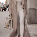 Warm coat long sleeve lapel women's plush top women's coat