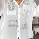 Letter Print Fashion Lapel Shirt