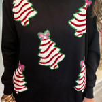 Casual Christmas Tree Sequins O Neck Sweats