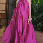 Loose Sleeveless Pockets Solid Color Tied Halter-Neck Jumpsuits