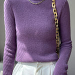 Casual Skinny Long Sleeves Solid Color Half Turtleneck Sweater Tops