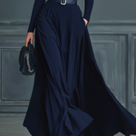 Women's Dark Blue Knitted High-neck Dress