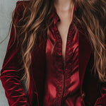 Vintage Longline Burgundy Velvet Blazer