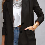 FASHION AFFAIRS POCKETED FAUX LEATHER BLAZER