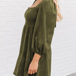 Washed Square Neck High Waist Flared Short Dress
