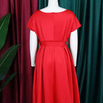 Bowknot Lace-Up Solid Color V-Neck Midi Dresses