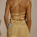 Halter Neck Backless Slim Fit Double Layer Strappy Maxi Skirt Set