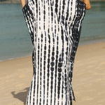 Loose Short Sleeves Printed Split-Side Sun Protection V-Neck Maxi Dresses