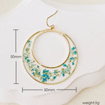 Queen Anne Lace Dried Flowers Large Hoop Earrings