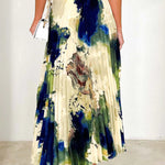Elegant Gradual Change Print Pleated High Waist Type A Full Print Bottoms