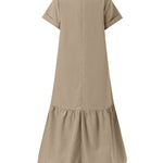 A-Line Loose Solid Color Split-Joint V-Neck Maxi Dresses