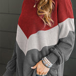 Medium Grey Color Block Corded Tunic Long Sleeve Top