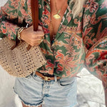 Unique Printed Loose Resort Long Sleeve Shirt
