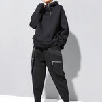 Stylish Black Asymmetric Zipper Hoodies