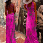 Margovil Criss Cross Open Back Tie Dye Maxi Dress(6 Colors Available)