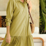 Women's Fashion Loose Button Down Shirt Dress