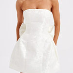Sexy fashion jacquard tube top bow short dress