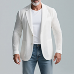 Men's Solid Knit Notch Lapel Two Buttons Casual Blazer
