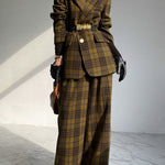 High Waisted Loose Plaid Split-Joint Pants Trousers
