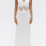 Effortless Elegance Satin Sheer Lace Patchwork V-neck Drape Maxi Dress