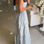 Fashion Sexy Suspender Top Elastic Waist Long Skirt Set