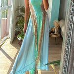 Blue Tie Dye Vacation Maxi Dress