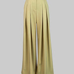 Loose Wide Leg Belted Pleated Solid Color Casual Pants Bottoms