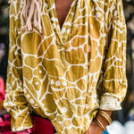Ginger Abstract Floral Print V Neck Blouse