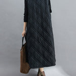 Simple Split-Joint High-Neck H-Line Quilted Midi Dress
