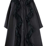 A-Line Long Sleeves Buttoned Split-Joint Lapel Midi Dresses Shirt Dress