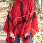 Margovil Chicest Tassel Lattice Cloak Poncho Sweater
