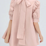Casual Loose Bow-Embellished Solid Color Blouse