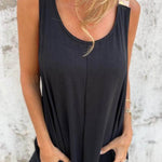 Unique Two-Color Patchwork Open Back Loose Pocket Jumpsuit