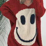 Confidence Is Everything Knit Smiley Face Long Sleeved Sweater