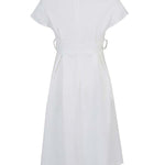 Bowknot Lace-Up Solid Color V-Neck Midi Dresses