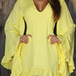 Elegant style polyester pullover V-neck irregular skirt dress