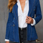 Easy On Me Faux Double Breasted Denim Blazer