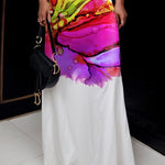 Skinny Sleeveless Flower Print High Neck Maxi Dresses