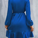 High Waisted High-Low Elasticity Pleated Solid Color Split-Joint Tied V-Neck Mini Dresses