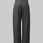 Column No Belt Solid Color Casual Pants Bottoms Trousers