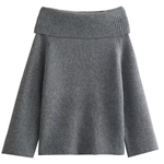 Sexy Slim Fit Solid Color Pullover Sweater with Off-shoulder Neckline