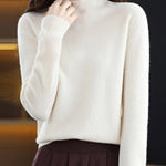 Office Long Sleeves Solid Color High-Neck Sweater Tops Pullovers