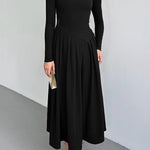 A-Line Bodycon Asymmetric Pleated Solid Color Split-Joint One-Shoulder Maxi Dresses
