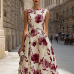 Sleeveless Floral A-Line Midi Dress