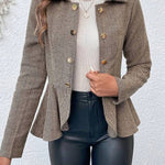 Lapel Jacquard Ruffle Slim Double-breasted Blazer