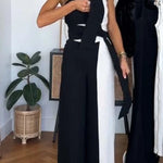 Social Hour Colourblock Tailored Bandeau Tie-up Waist Wide Leg Jumpsuit
