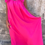 Solid Floral Embellished Sleeveless Loose Maxi Dress