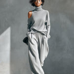 Women's One-shoulder Cut-out Modern Knit-Blend Set