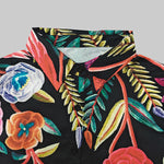 Flared Sleeves Long Sleeves Buttoned Contrast Color Flower Print Lapel Blouses&Shirts Tops
