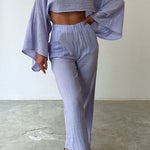Fantasy Purple Cotton and Linen Two-piece Set
